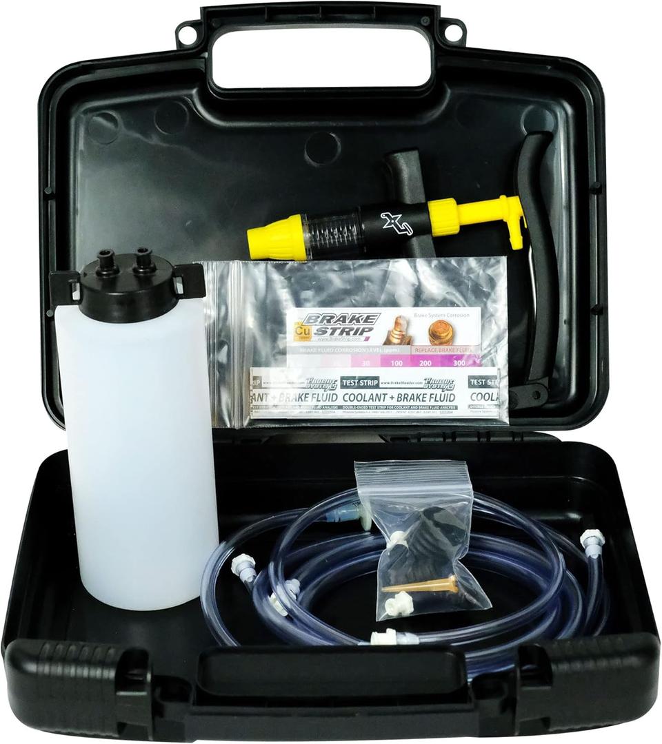 Phoenix Systems V-5 Reverse Brake and Clutch Bleeder (Includes Bottle, Hard Case and 5 Pack Test Strips), One Person, Fits All Makes and Models