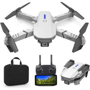 Foldable Mini Drone with Double HD Camera Dual Lens 2.4G WiFi FPV RC Quadcopter (White) Gesture Control with Carry Case