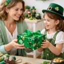 Homeral Green St. Patrick's Wrapping Paper - Mini Roll - 17 Inch x 33 Feet - Saint Patrick, Rainbows, Beer and Lucky Coins & Clover Reversible Gift Wrap for Saint Patrick's Day