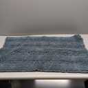 H.VERSAILTEX 2 Piece Bathroom Set - Super Absorbent Chenille Striped Bath Mats - Non Skid, Machine Washable - Stone Blue, 24 x 36 Plus 20 x 32 Inches