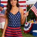RAISEVERN Women Romper Summer Casual Sleeveless Short Jumpsuit with Pockets (Blue, M)