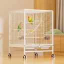Bird Cage Large Birdcages Flight Cage for Parakeet with Wheels | Spacious bird cage with full view design and flight cage interior for parakeet and small birds with complete accessory set