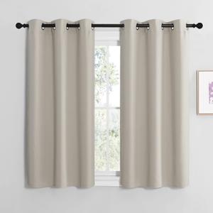NICETOWN Kitchen Curtains for Decoration, Thermal Insulated Grommet Room Darkening Draperies/Panels for Laundry (Natural, 2 Panels, W42 x L48 inches)