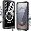 ANTSHARE Magnetic for Samsung Galaxy S25 Case Waterproof,[IP68 Underwater][Built-in HD Screen & Lens Protector ][Compatible with MagSafe] Full Body Protection Phone Case,Black/Clear