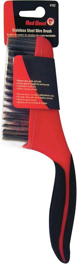 Red Devil 4162 Soft Grip Stainless Steel Wire Brush, 10", Steel