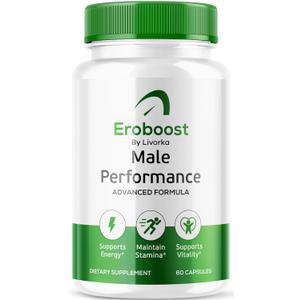 LIVORKA Eroboost Supplement for Men  Male Performance Advanced Formula - 60 Capsules for 1 Month
