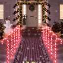 COOLWUFAN 12 Pack Christmas Candy Cane Pathway Markers, 22'' Candy Cane Christmas Decorations Pathway Lights Outdoor with 72 Warm Lights for Xmas Holiday Party Walkway Patio Garden Yard Lawn Decor