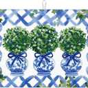 Topiary Chinoiserie Ginger Jar Dish Drying Mat For Kitchen Counter Microfiber Absorbent Dish Draining Reusable Washable 