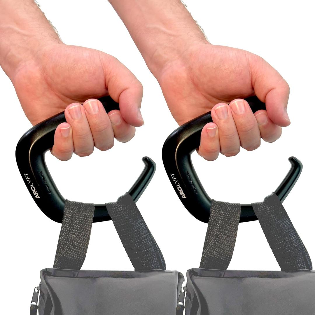 Grocery Bag Carrier (2 Pack) - Invented by Board Certified Orthotist  Ergonomic Lightweight Design - Also a Rehab & Recovery Aid, Carpal Tunnel, Arthritis, Weak Hands  All Ages - Black