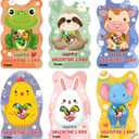 MAPDTWO 36 Packs Animal Valentines Day Cards - Valentines Day Cards for Kids School Party Favors - Animal Sloth Frog Chicken Elephant 6 Designs Exchange 3.5''x5.8'' Mason Jar Card (Candy Not Included)