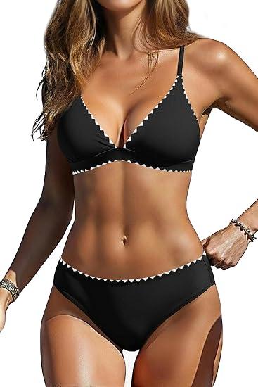 Womens Push Up Bikini Set - Two Piece Swimsuit V Neck Crisscross Back Bathing Suit 2025 Swimwear, Small
