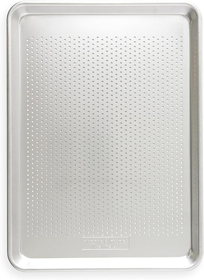 Nordic Ware Naturals Perforated Crisping Half Sheet Pan for Baking or Roasting, Uncoated Natural Aluminum with Reinforced Steel Rim Prevents Warping