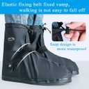 Rain Shoe Covers Waterproof Rain Boot Shoe Cover Rubber Sole Reusable Anti-Slip Rain Snow Boots Overshoes Gear Shoes Covers Durable Mud-Proof Shoe Protector for Cycling Outdoor Travel (Black, XXL) (Black, L)