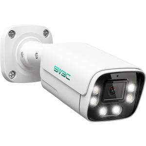 SV3C 4K POE IP Camera Outdoor, 8MP POE Security Camera with 120Wide Angle, Smart Motion Detection, IR/Color Night Vision, Two-Way Audio, Metal Shell, RTSP, SD Card Record, Onvif Conformant(Wired) (A02)