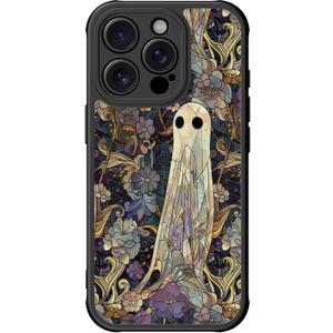 DEENAKIN for iPhone 14 Pro Max Case Cute, Aesthetic Floral Hard Shell, Compatible with Magsafe, Trendy Unique Retro Western Coquette Protective Slim Phone Cover for Women Girls, Flower - Enchanted Ghost