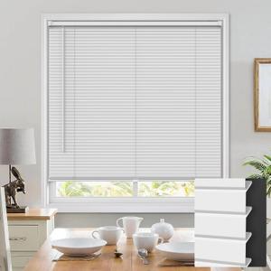 100% Privacy L-Shaped Blades Mini Blinds for Indoor Windows 1" Vinyl Cordless Window Blinds for Home, for Window 22" W  36" H White