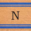 Calloway Mills 152972436N Blue Border 24" x 36" Monogram Doormat (Letter N)