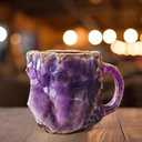 Mineral Crystal Coffee Mugs,11 oz Natural Mineral Coffee Mug, Crystal Mugs for Coffee, With Handle (purple)