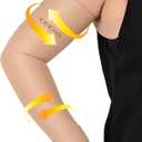 KEKING Lymphedema Compression Arm Sleeves with Silicone Band for Men Women (Pair), 15-20 mmHg Compression Full Arm Support for Lipedema, Edema, Post Surgery Recovery, Swelling, Pain Relief, Beige L