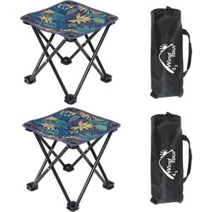 Wind Tour Portable Folding Camping Stool Outdoor Camping Lightweight Samll Chair for Fishing Hiking Gardening and Beach with Carry Bag (Medium Blue -2)