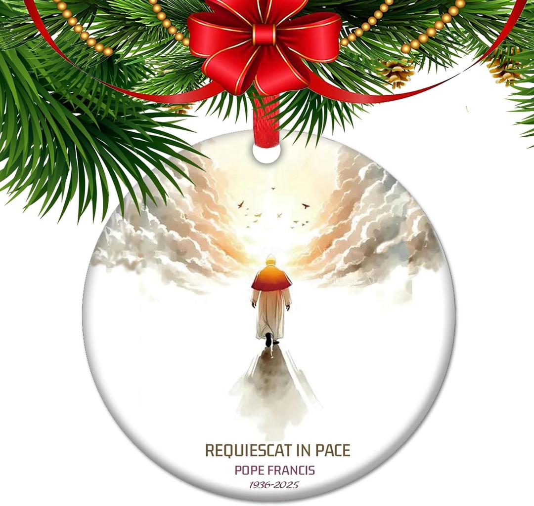 Pope Francis Memorial Ornament, Catholic Gifts, Religious Keepsake, in Loving Memory Memorial Ornament, Pope Keepsake Memory Gift (C25)