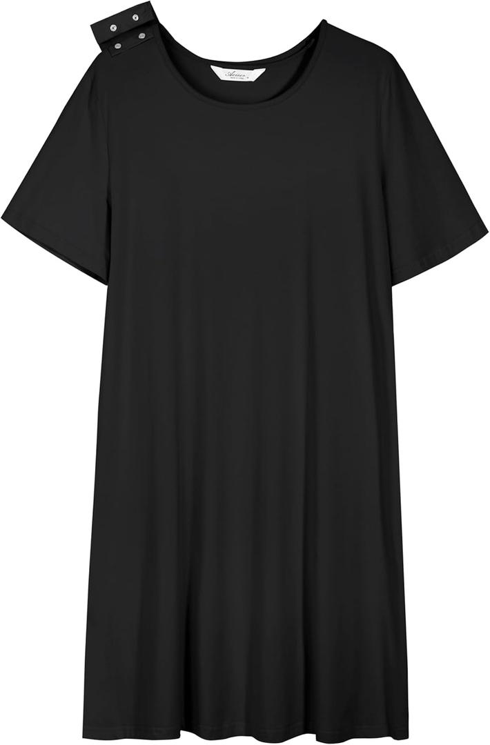 AVIIER 100% Cotton Hospital Gowns for Women Open Back Tear Away Post Shoulder Surgery Dress Adaptive Clothing Nightgowns (3X-Large, Black)