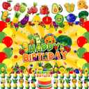 2 x Fruit Birthday Party Decorations Kit,Summer Fruit Party Supplies,Fruit Sensory 1st Backdrop Cake Topper Birthday Banner Colorful Balloons for Dancing Fruit 1st Baby Shower Party Supplies Decor