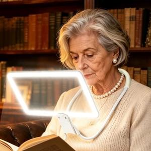 Hands Free Magnifying Glass with Light Reading Sewing Neck Magnifier | Full Page 8.5" × 5.1" Viewing Area, 3 Brightness Adjustment, Added Soft Padded Gooseneck for All-day Comfort Wear