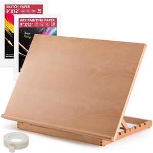 Tabletop Easel for Painting, 24.88"x17.28" Extra Large Adjustable Beechwood Drawing Board, Art Easel for Painting Sketching and Display Stand, Ideal for Diamond Art