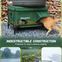 Heated Cat House for Outside, Insulated Weatherproof Heated Outdoor Cat House with Waterproof Eaves & Escape Door, Elevated Outdoor Cat Shelter for Feral Stray Cat (Green, 16.5"x13"x16.9")