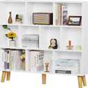 YAHARBO 10 Cube White Bookshelf,3 Tier Book Shelf with Legs,Modern Minimalist Bookcase,Open Book Shelves Storage Organizer,Frees Standing Wooden Display Bookcases for Small Space,Bedroom,Living Room (120CM)