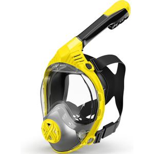 Full Face Snorkel Mask- Snorkeling Gear for Adults with Safe Dry Top Breathing System, 2025 Latest Foldable Panoramic View Snorkeling Mask for Men and Women, Anti Fog Anti Leak (Large-X-Large, Yellow)