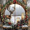 2 x Christmas Deer Diamond Paintings Kits for Adults, Christmas Scenery Diamond Art Kits Full Drill Diamond Dots Paint with Diamonds Candle Gem Arts and Crafts for Beginner Adults Home Wall Decor (ZL019)