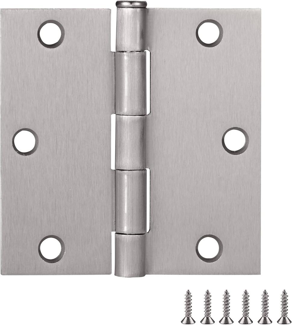 Design House 3-Pack 3.5-Inch x 3.5-Inch Interior Door Hinges with Square Corners, Satin Nickel, Heavy Duty Steel Construction, Left- or Right-Handed  Design House, 181479