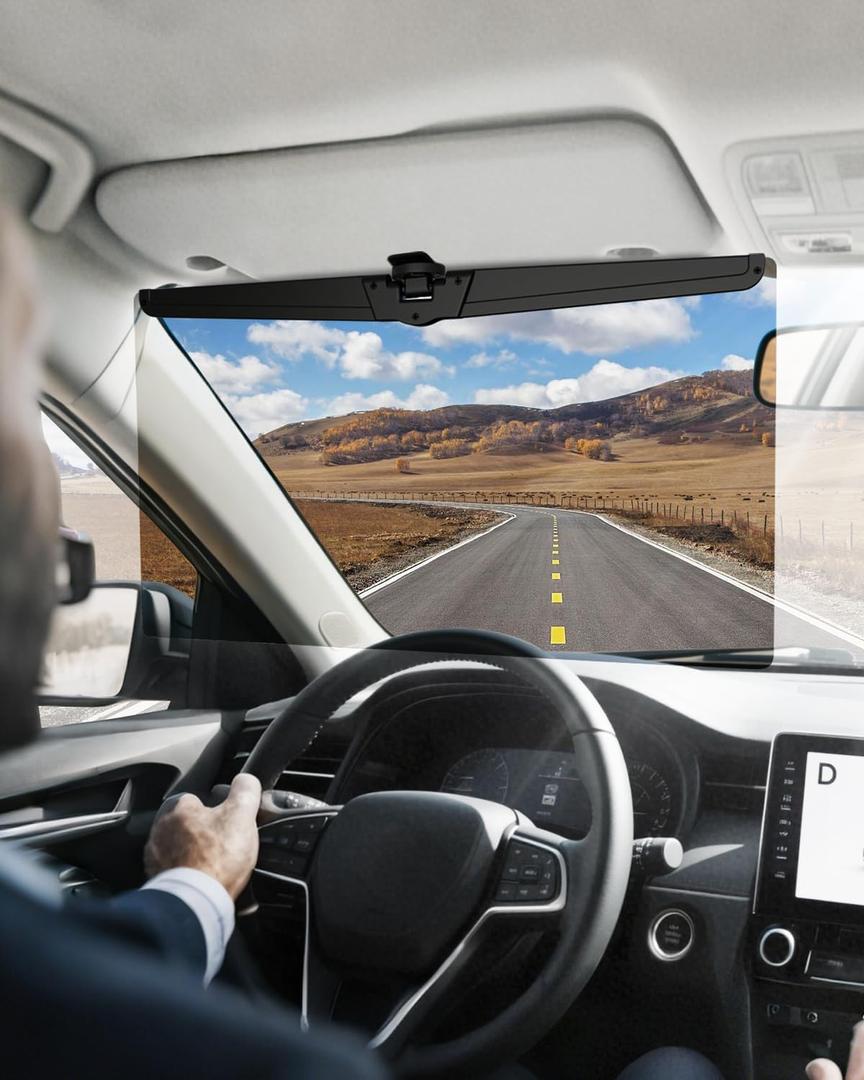 Veharvim Sun Visor Extender for Cars, Polarized Car Visor Extender Sun Blocker UV400, HD Adjustable Visor Extension, Clip on Sun Visor for Car, Universal, Glare, UV Protector