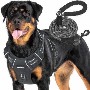 Beebiepet Heavy Duty Tactical Dog Harness for Large Dogs, No Pull Adjustable Pet Harness Reflective Service Training Easy Control Pet Vest Military K9 Working Dog Harnesses- Large, Black