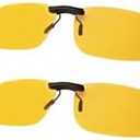 Clip on Polarized Night Vision Glasses Flip up Sunglasses to Wear Over Prescription Glasses for Night Driving 2 Pack