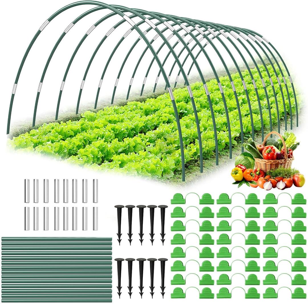 60Pcs Garden Hoops for Raised Beds,12 Sets of 7FT Greenhouse Hoops Grow Tunnel, Rust-Free Fiberglass Support Hoops Frame for Netting Shade Cloth Cover, DIY Plant Support Garden Stakes