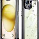 SPIDERCASE for iPhone 15 Plus Case Waterproof, Built-in Screen & Camera Lens Protector [IP68 Underwater][12FT Military Shockproof] Full Body Protection Phone Case, Black/Clear