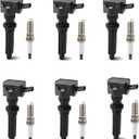 JDMON UF730 6PCS Ignition Coils Pack and Spark Plug Compatible with Land Rover Discovery 2017-2020, LR4 2014-2016 Range Rover Sport 2014-2019, Range Rover Velar 2018-2020 Replacement for LR035548
