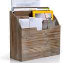 Besti Wooden Desk Organizers for Office & Home Use  12.8 x 5 x 12 Inch Vintage File Stand  Vertical Desktop File Folder Organizer  Durable File Shelf  Ideal for Files, Folders, Envelopes, Mail