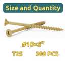 WELLOCKS Deck Screws 3", Wood Screws #103", Tan 300 PCS with 3 Bits, Superior Rust Resistant, Epoxy Coated, Above 1000 Hour Salt Spray Coating T25 Torx Star Bit Included for Outdoor Wood Fence