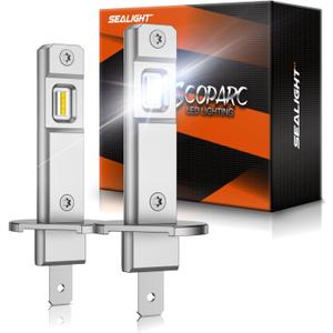 SEALIGHT H1 Bulbs 36000LM Super Bright, 1:1 Size Stock S6 H1 Light No Adapter Required No Cordless, 6500K Cool White Hi/Lo Bulbs, Plug-N-Play, Driving Fog Spot Light Assemblies, Pack of 2