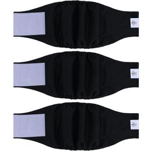 CuteBone Dog Diapers Male Washable Belly Band for Male Dogs Wraps Black 3pcs a Pack DM44S (S(11"-14"))