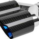 Carbon Fiber Exhaust Tips 2.5" Inlet to Dual 3.5" Outlet Tailpipe Fit for 2.36-2.5 Inch Exhaust Pipe (Glossy Blue)