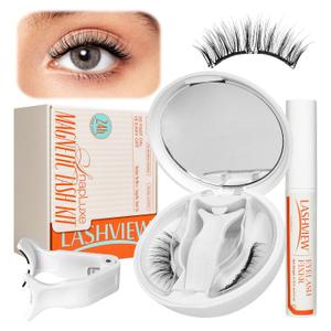 LASHVIEW Upgrade Magnetic Eyelashes with Applicator Soft Magnetic Eyelashes Natural Look Reusable No Glue Needed Easy to Wear and Remove (YT01)