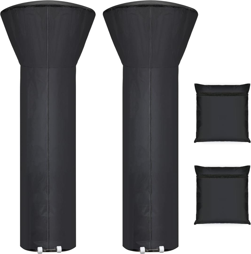2 Pack Patio Heater Covers Waterproof with Zipper and Storage Bag, Outdoor Heater Cover Has Dustproof, Wind-Resistant, UV-Resistant, Snow-Resistant Features for Patio Heater, 89H x 33D x 19B
