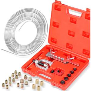 3/16" Complete Brake Line Kit, 25FT Stainless Steel Tubing, Flaring Tool & Fittings for Use in Hydraulic Brake Systems, Fuel Lines, and Transmission Systems