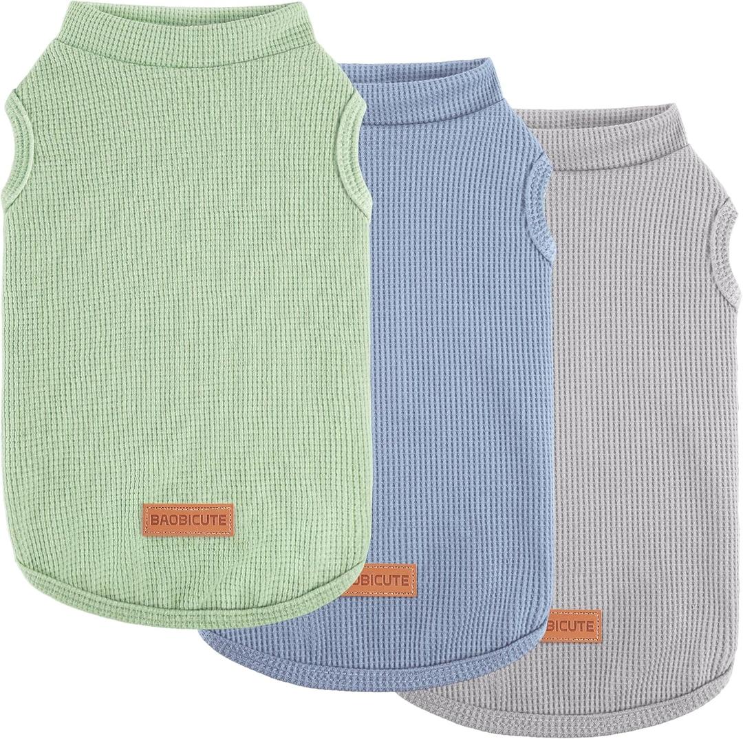 3Pack Dog Shirts Lightweight Waffle Dog Shirt for Small Dogs Sleeveless Dog Shirt for Small Medium Boy Girl Dogs Cozy & Breathable Pet Vest, Large