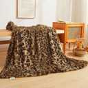 XeGe Luxury Faux Fur Leopard Print Throw, Soft 50x60 Cheetah Print Fluffy Blanket, Shaggy Plush Decorative Couch Throw, Cute Furry Fuzzy Animal Print Blanket for Sofa Bed, Brown